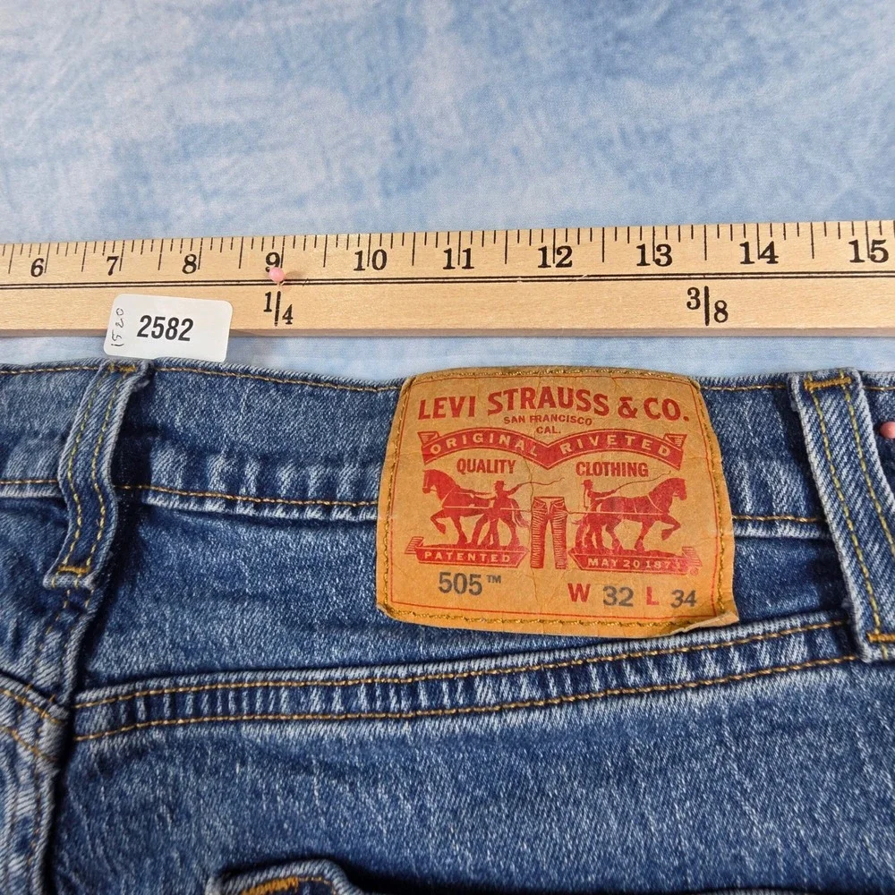 Levis 505 Regular Fit Straight Leg Mens‎ Jeans Blue Denim 32x34 Medium Wash